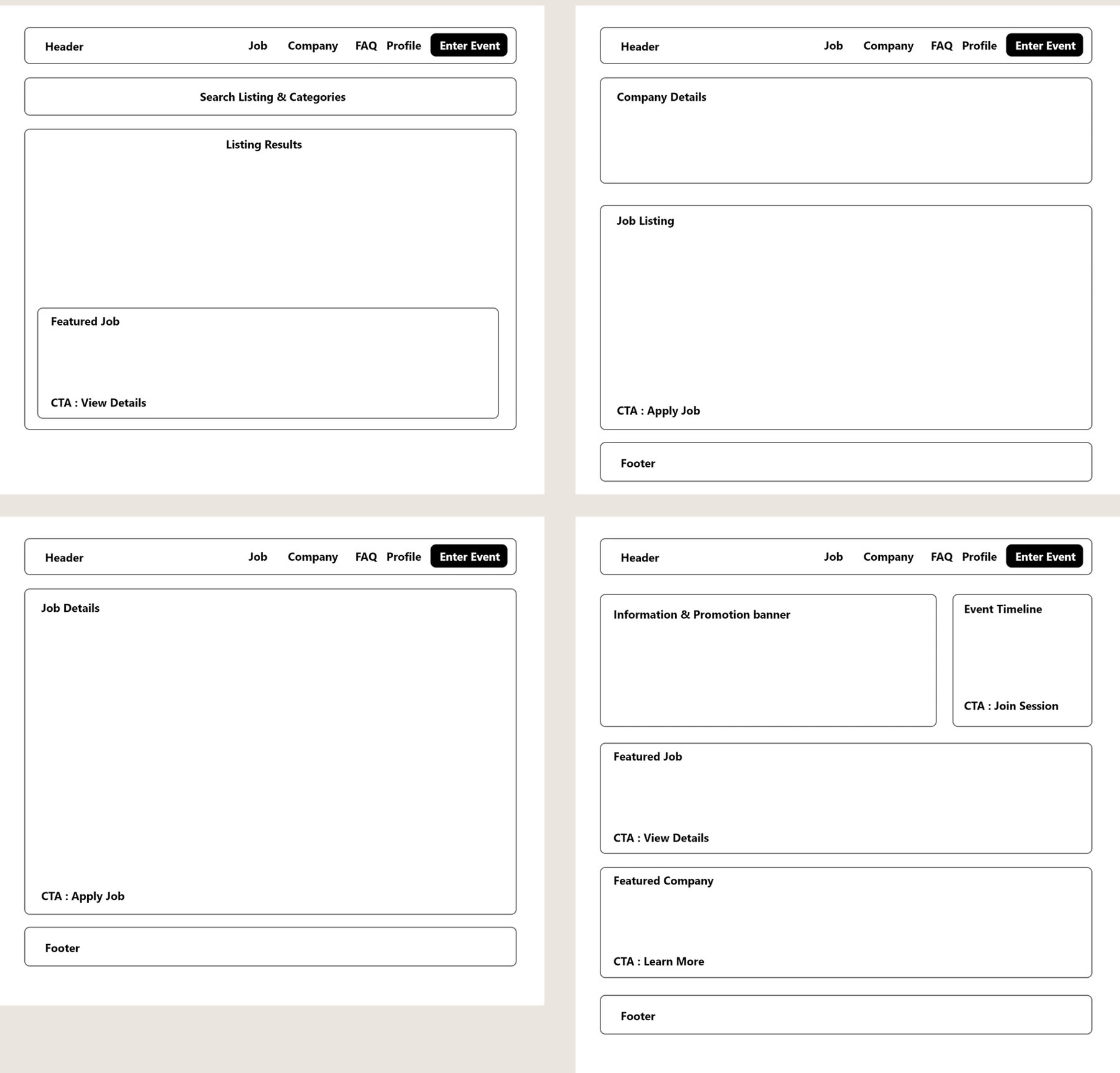 Low-fidelity wireframes